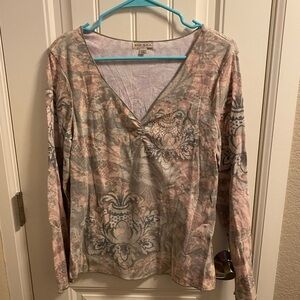 XCIT USA Top Size XL Rhinestone Embellished Blouse Long Sleeve Shirt